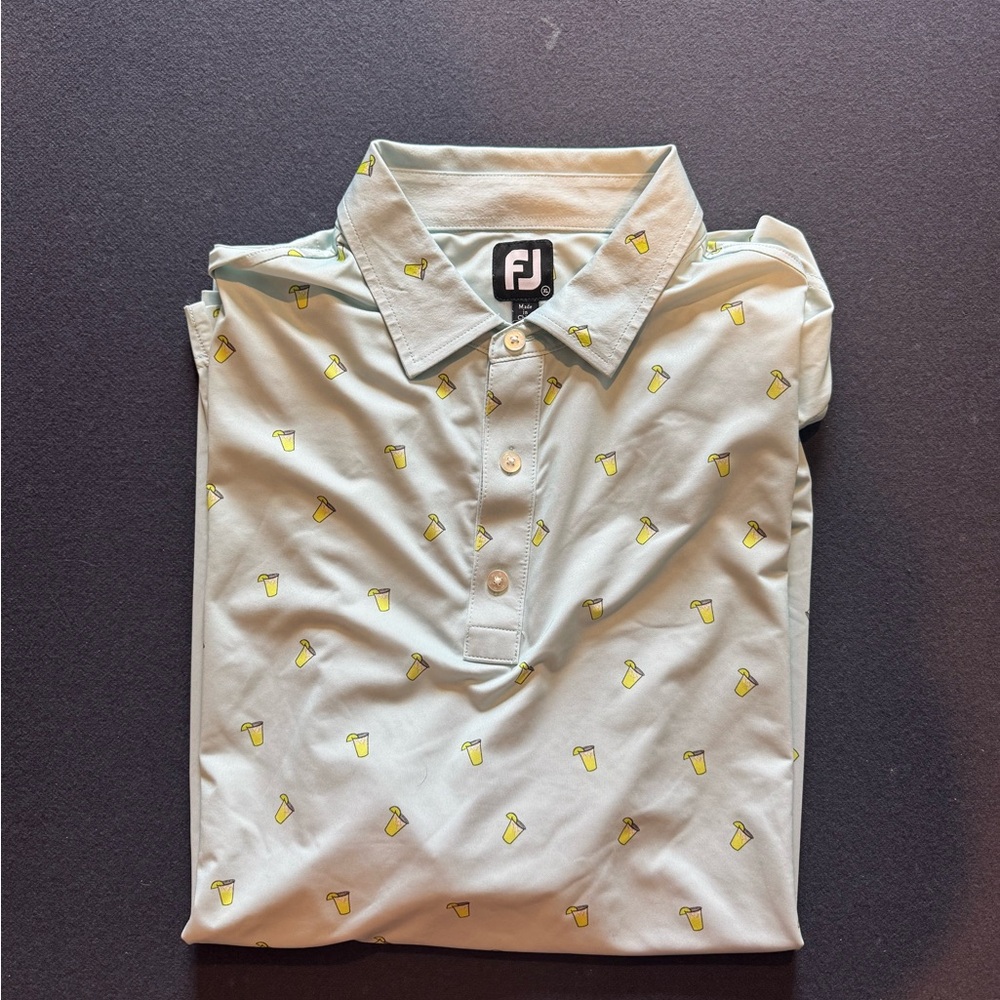 FootJoy Light Blue Polo with Yellow Accents